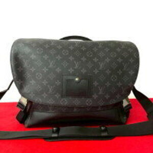 Louis Vuitton Voyage Messenger Bag Monogram Eclipse Black leather
